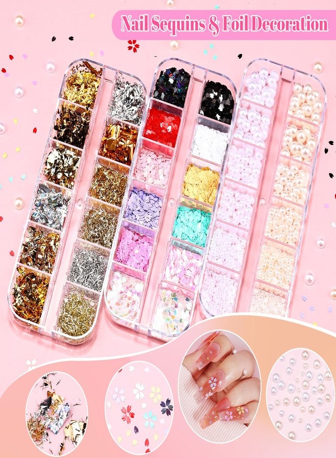 Umillars 9 Boxes Nail Art Rhinestones Kit with 30 Sheets Nail Art Stickers, Gold Nail Studs Nail Sequins Flatback Pearls Rhinestones for Crafts, Small Fruit Nail Charms Tiny Gems for Nails DIY Decorations - Image 2